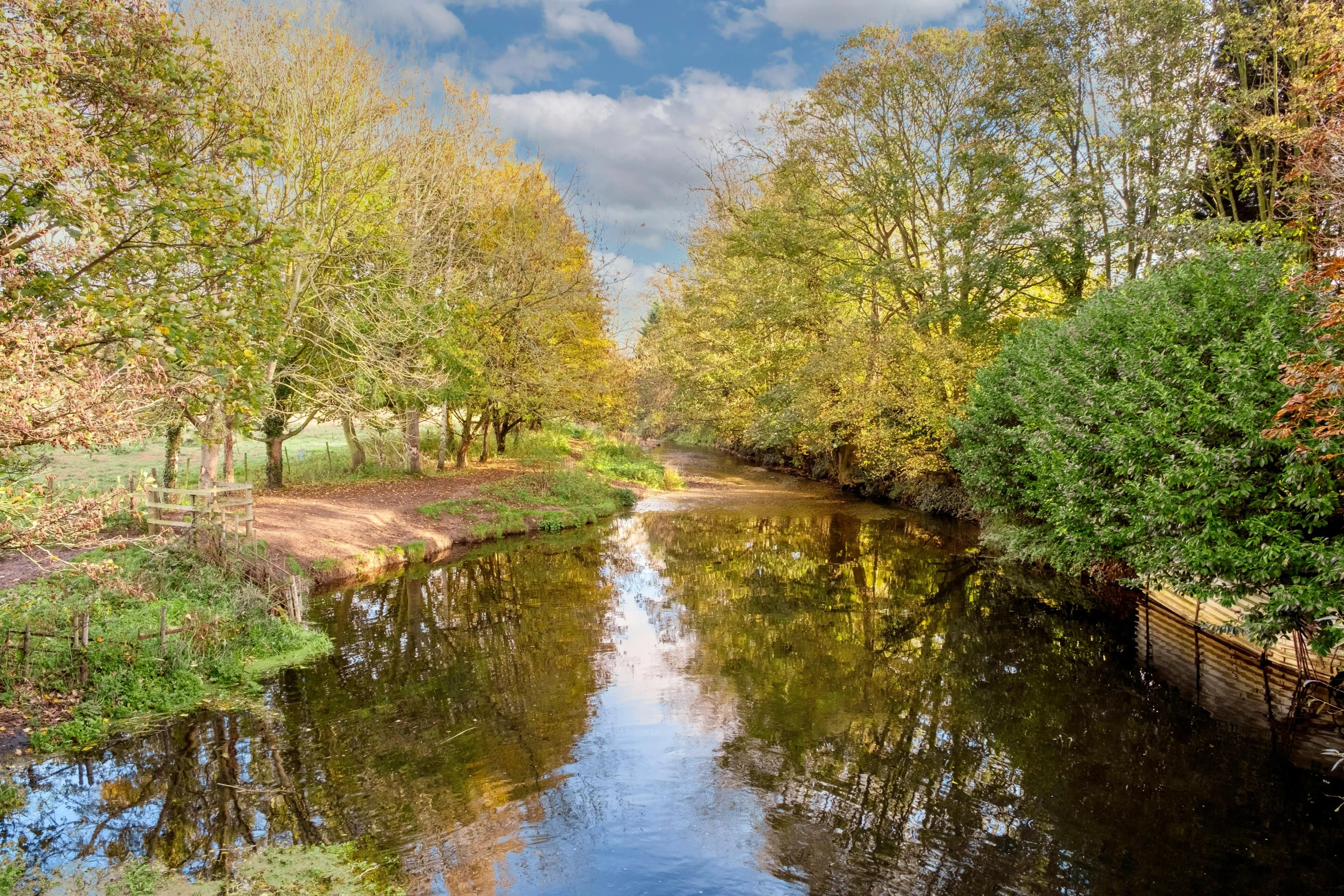 Peaceful river scene near Needham Market, Suffolk — local countryside around The Limes Hotel